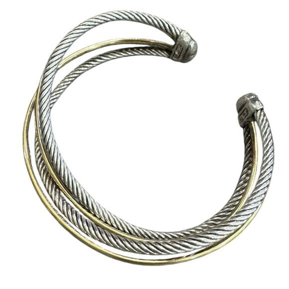 DAVID YURMAN Four row crossover Two-Tone Cuff Bracelet - Picture 3 of 8